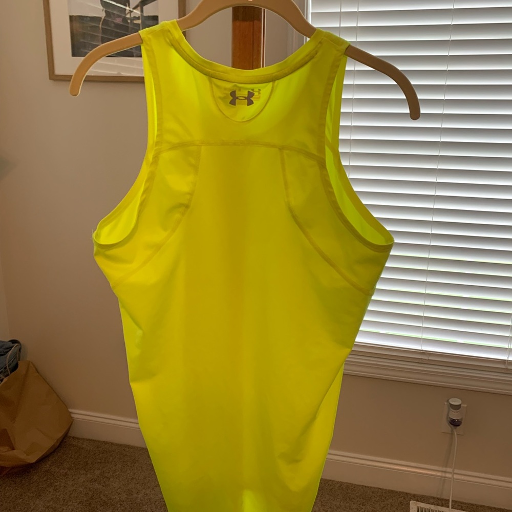 Under armour heat gear neon yellow muscle tank